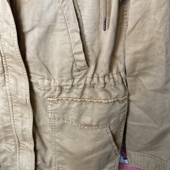 ROOTS distressed cargo khaki military utility cotton linen jacket size S - Picture 7 of 13